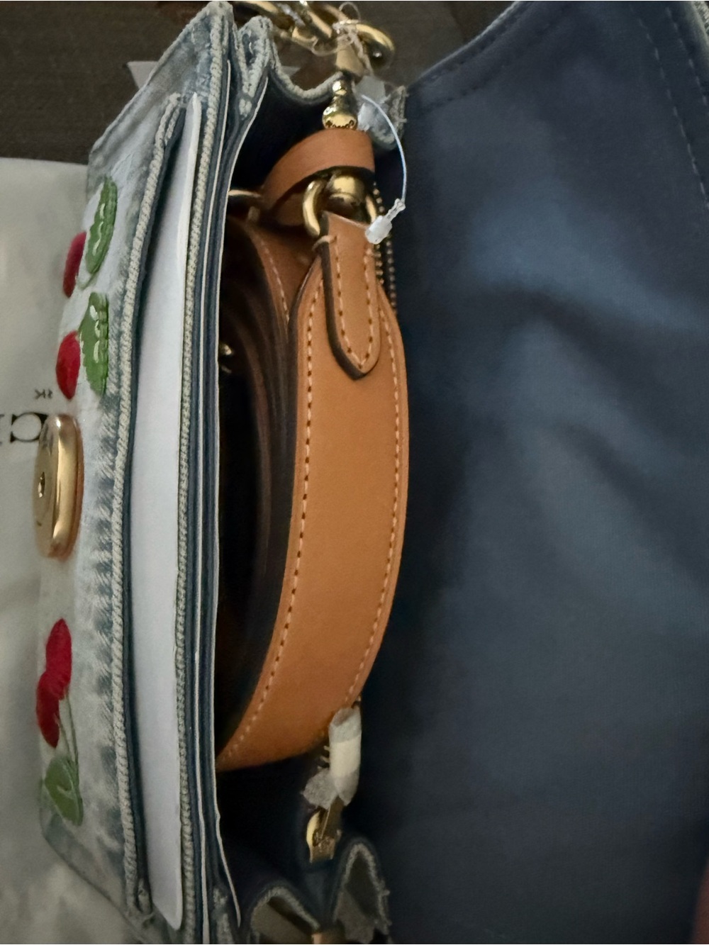Coach Denim Cherry Tabby 20 with Gold 'C' Hardware - Picture 7 of 9